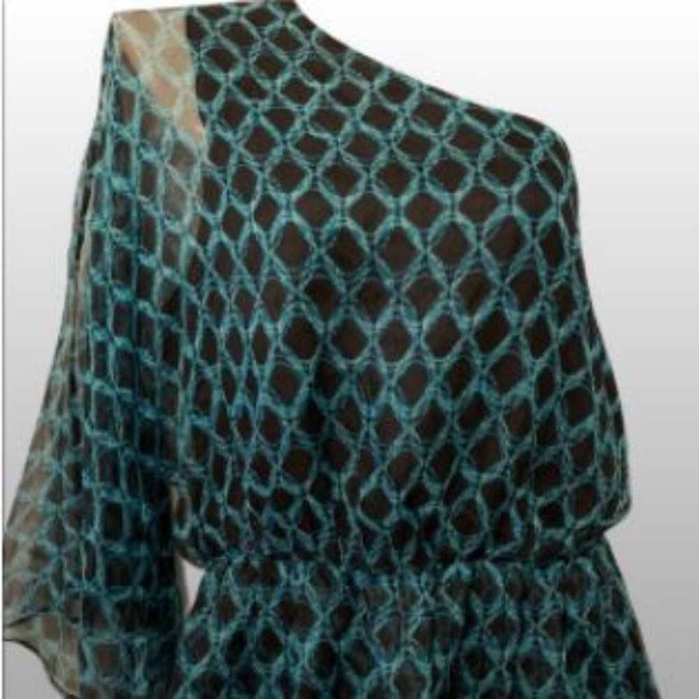 HALSTON Blue One shoulder Top Blouse NWT Size 6 (Vintage original with sell tag)